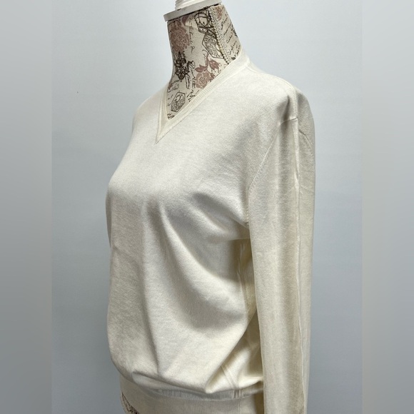 FELICITE Cream V-Neck lightweight Sweater size 1/XS-S - Picture 4 of 11